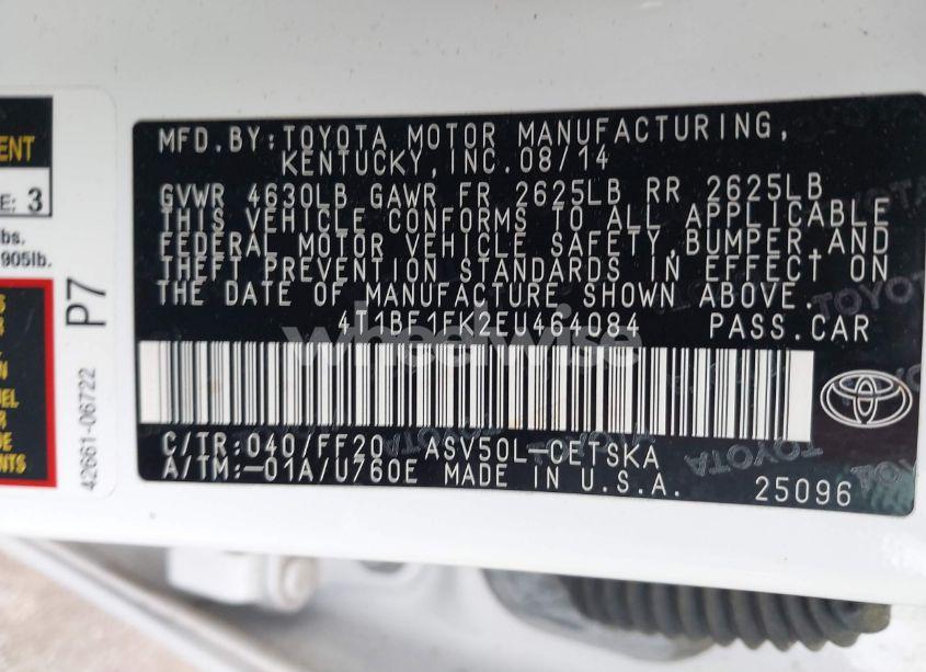 Photo 9 of 2014 Toyota Camry SE (VIN 4T1BF1FK2EU464084)