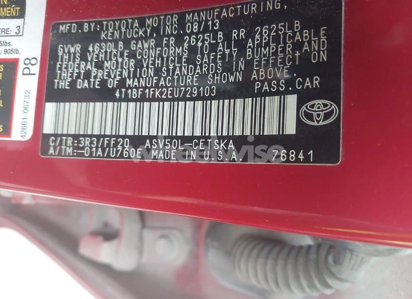 Photo 9 of 2014 Toyota Camry SE SPORT (VIN 4T1BF1FK2EU729103)