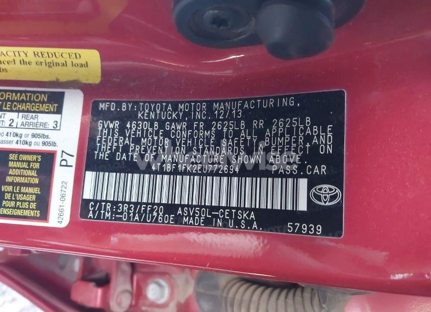 Photo 9 of 2014 Toyota Camry SE (VIN 4T1BF1FK2EU772694)