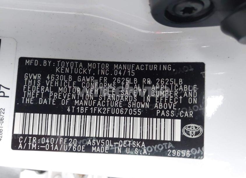 Photo 9 of 2015 Toyota Camry SE (VIN 4T1BF1FK2FU067055)
