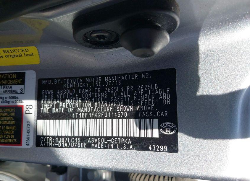 Photo 9 of 2015 Toyota Camry XSE (VIN 4T1BF1FK2FU114570)