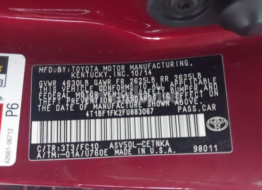 Photo 9 of 2015 Toyota Camry LE (VIN 4T1BF1FK2FU883067)