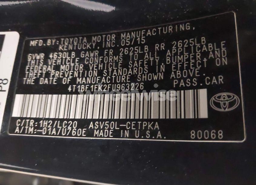 Photo 9 of 2015 Toyota Camry XSE (VIN 4T1BF1FK2FU963226)