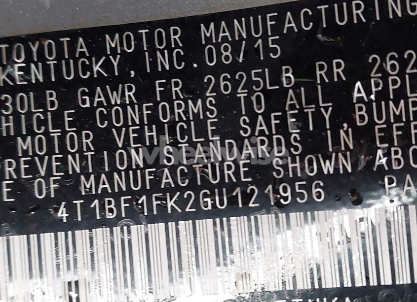 Photo 9 of 2016 Toyota Camry LE (VIN 4T1BF1FK2GU121956)