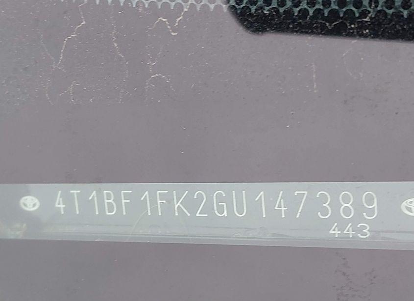 Photo 17 of 2016 Toyota Camry SE (VIN 4T1BF1FK2GU147389)