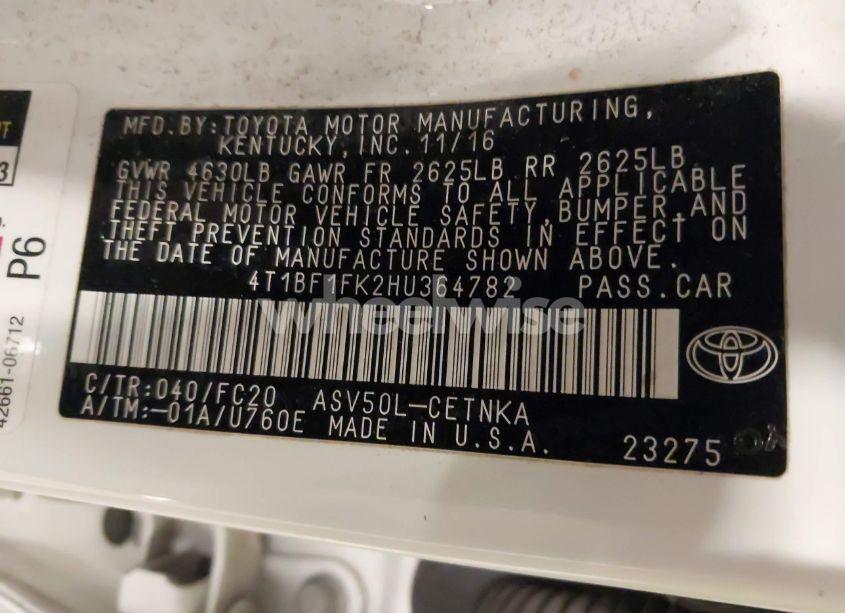 Photo 9 of 2017 Toyota Camry LE (VIN 4T1BF1FK2HU364782)