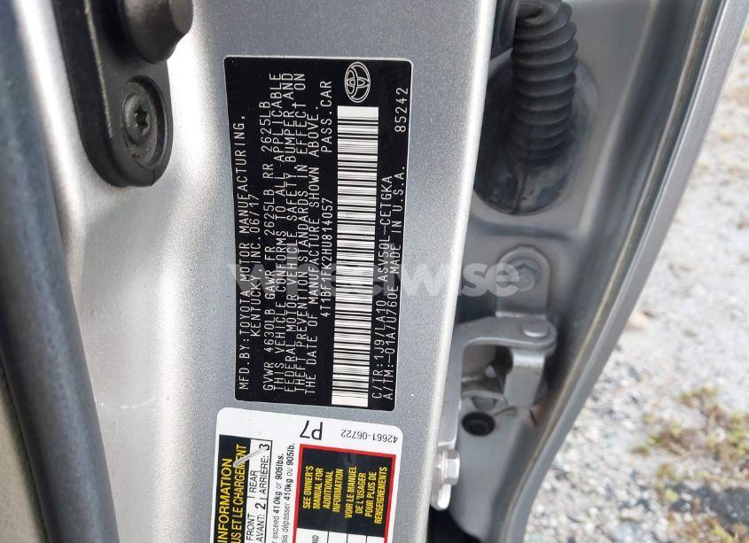 Photo 9 of 2017 Toyota Camry XLE (VIN 4T1BF1FK2HU814057)