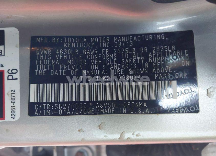 Photo 9 of 2013 Toyota Camry LE (VIN 4T1BF1FK3DU298074)