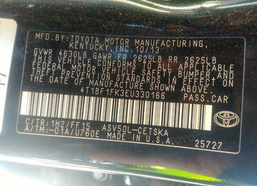 Photo 9 of 2014 Toyota Camry SE (VIN 4T1BF1FK3EU330166)