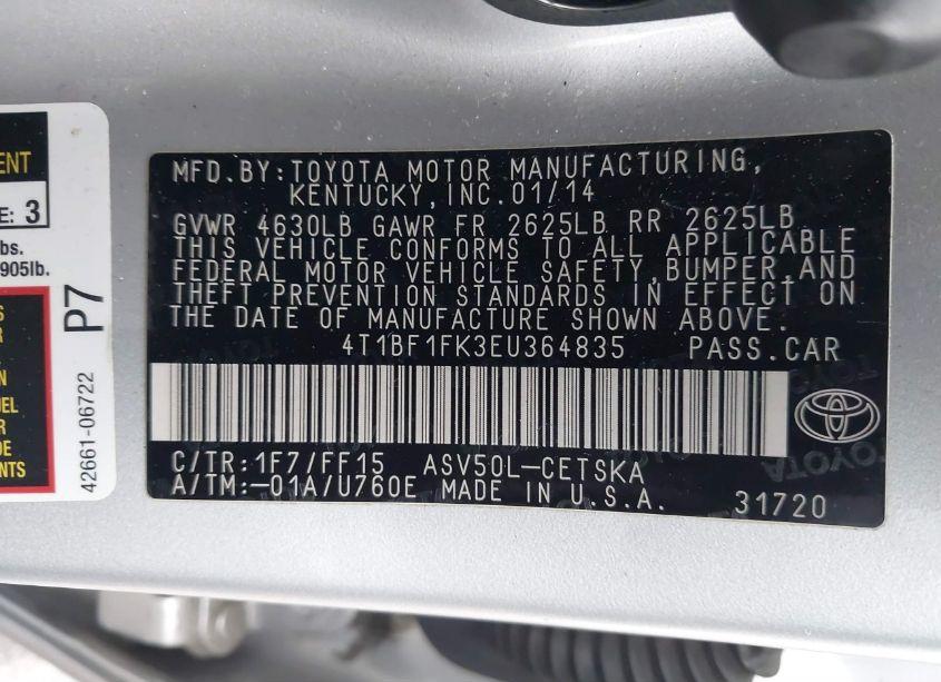 Photo 9 of 2014 Toyota Camry SE (VIN 4T1BF1FK3EU364835)