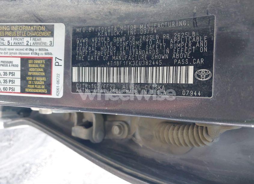 Photo 9 of 2014 Toyota Camry SE (VIN 4T1BF1FK3EU382445)