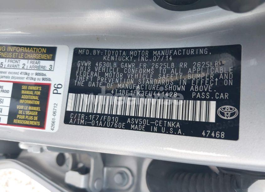 Photo 9 of 2014 Toyota Camry LE (VIN 4T1BF1FK3EU441428)