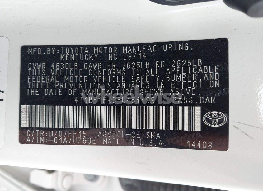 Photo 9 of 2014 Toyota Camry SE (VIN 4T1BF1FK3EU454499)