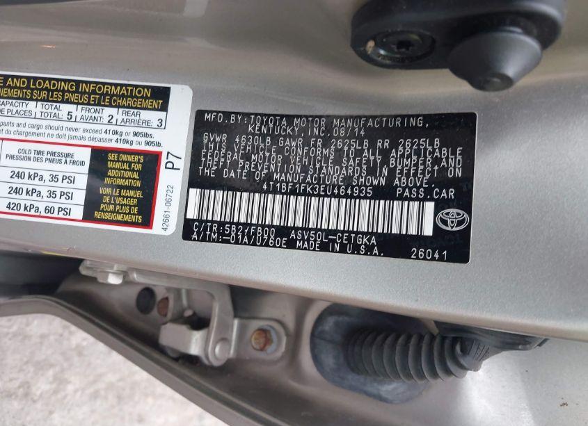 Photo 9 of 2014 Toyota Camry XLE (VIN 4T1BF1FK3EU464935)