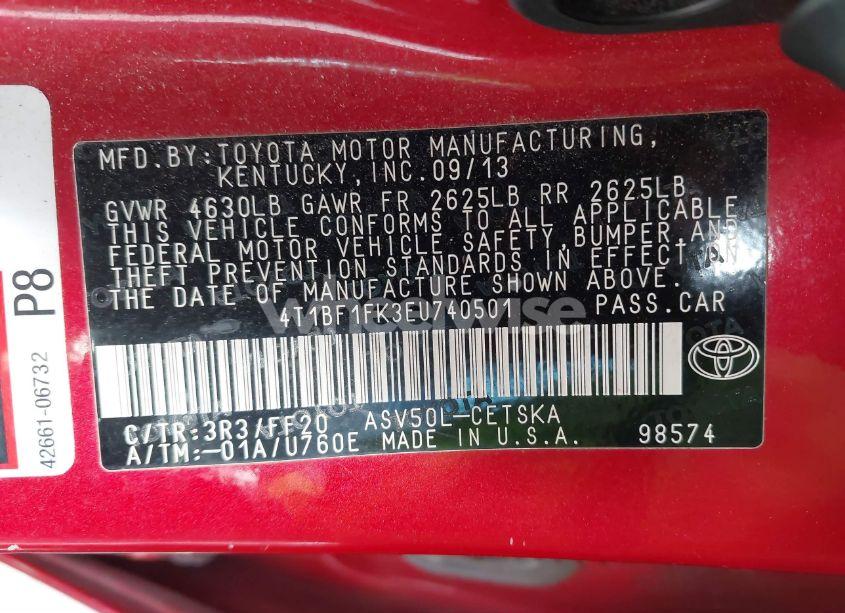 Photo 9 of 2014 Toyota Camry SE SPORT (VIN 4T1BF1FK3EU740501)