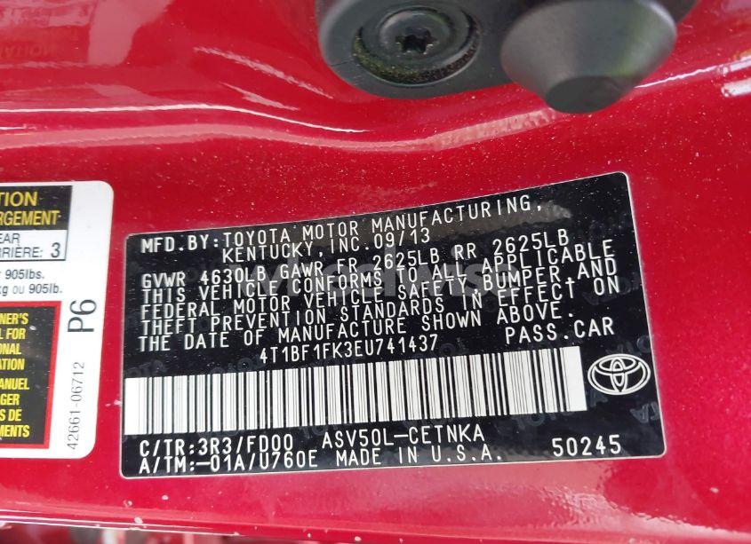 Photo 9 of 2014 Toyota Camry LE (VIN 4T1BF1FK3EU741437)