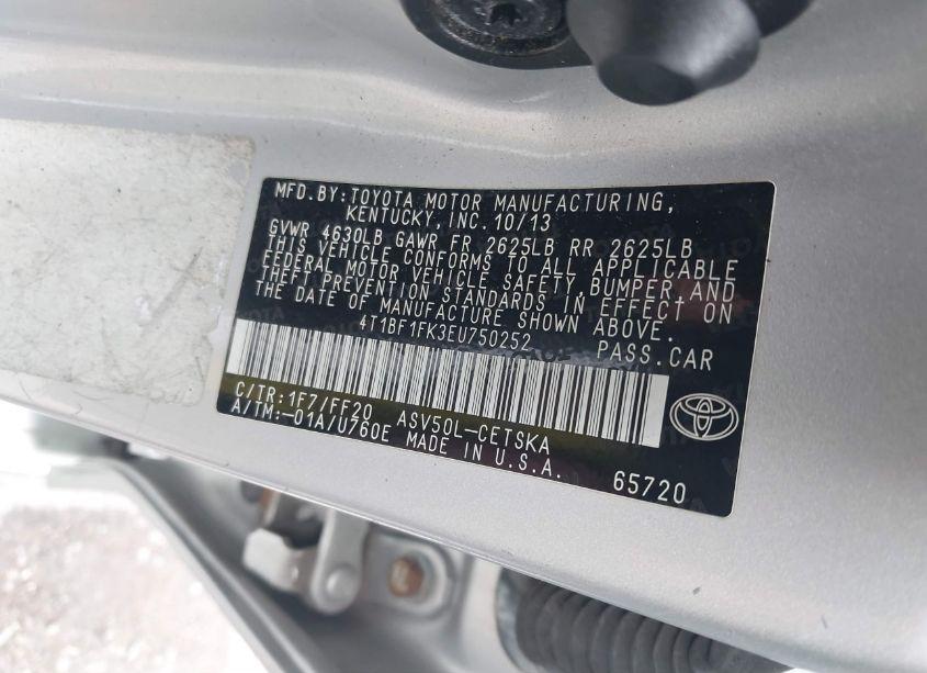 Photo 9 of 2014 Toyota Camry SE (VIN 4T1BF1FK3EU750252)