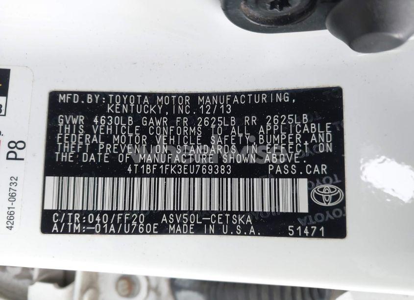 Photo 9 of 2014 Toyota Camry SE SPORT (VIN 4T1BF1FK3EU769383)