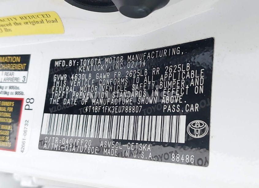 Photo 9 of 2014 Toyota Camry SE SPORT (VIN 4T1BF1FK3EU788807)