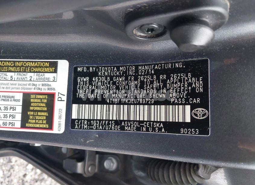 Photo 9 of 2014 Toyota Camry SE (VIN 4T1BF1FK3EU789729)