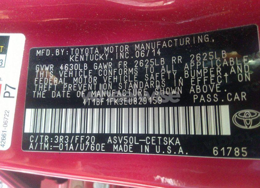 Photo 9 of 2014 Toyota Camry SE (VIN 4T1BF1FK3EU829159)