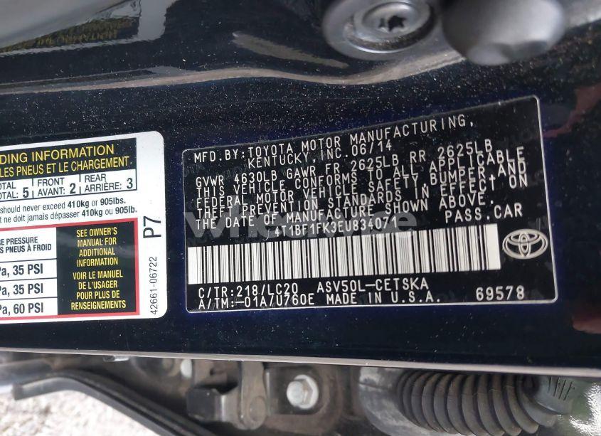 Photo 9 of 2014 Toyota Camry SE (VIN 4T1BF1FK3EU834071)