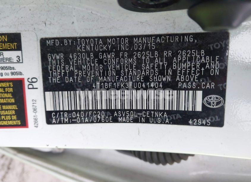 Photo 9 of 2015 Toyota Camry LE (VIN 4T1BF1FK3FU041404)