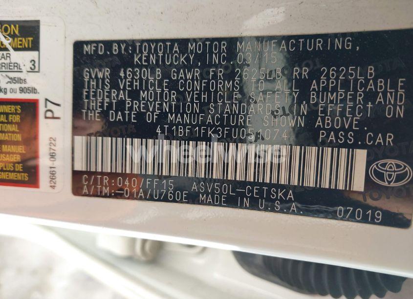 Photo 9 of 2015 Toyota Camry SE (VIN 4T1BF1FK3FU051074)