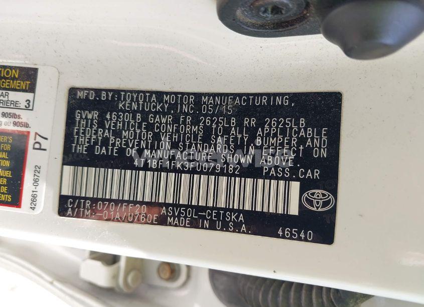 Photo 9 of 2015 Toyota Camry SE (VIN 4T1BF1FK3FU079182)