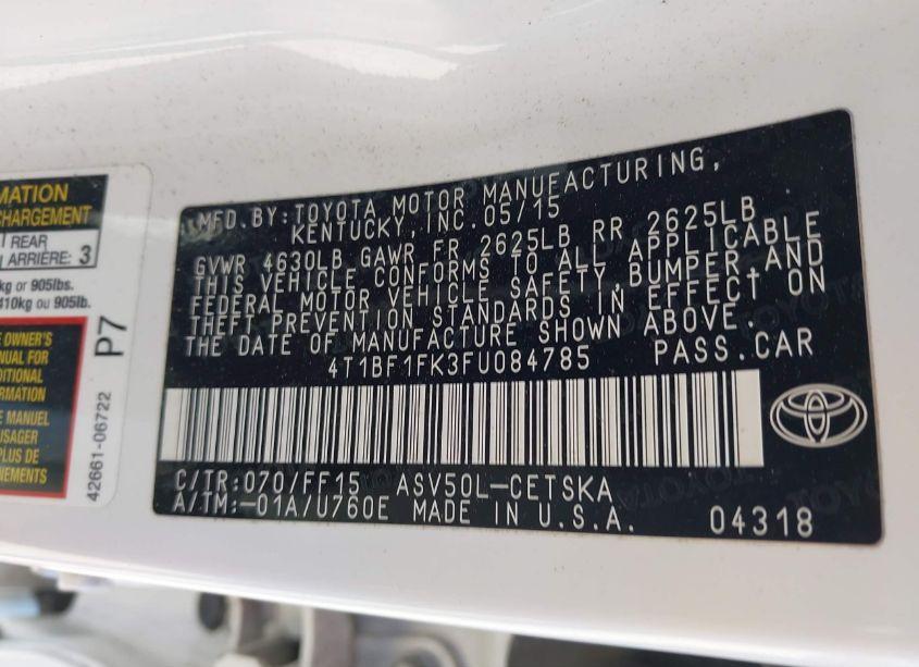 Photo 9 of 2015 Toyota Camry SE (VIN 4T1BF1FK3FU084785)