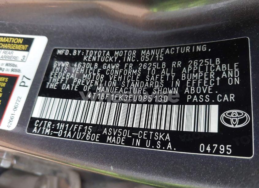 Photo 9 of 2015 Toyota Camry SE (VIN 4T1BF1FK3FU085130)