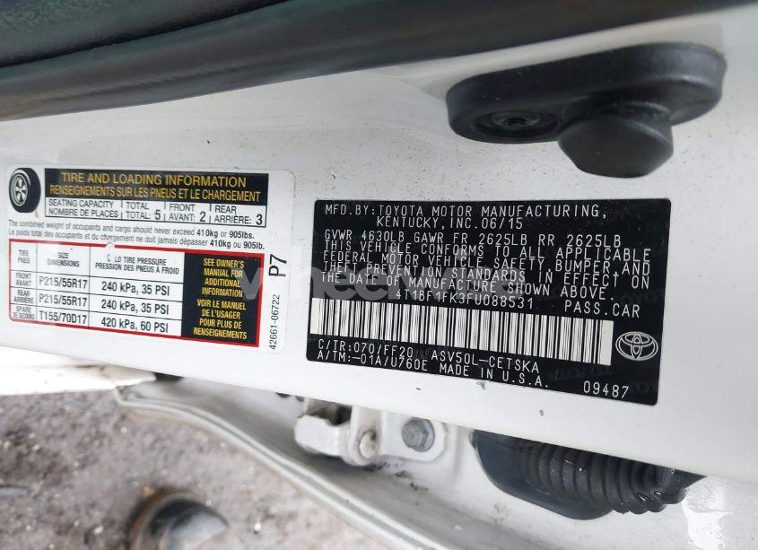 Photo 9 of 2015 Toyota Camry SE (VIN 4T1BF1FK3FU088531)