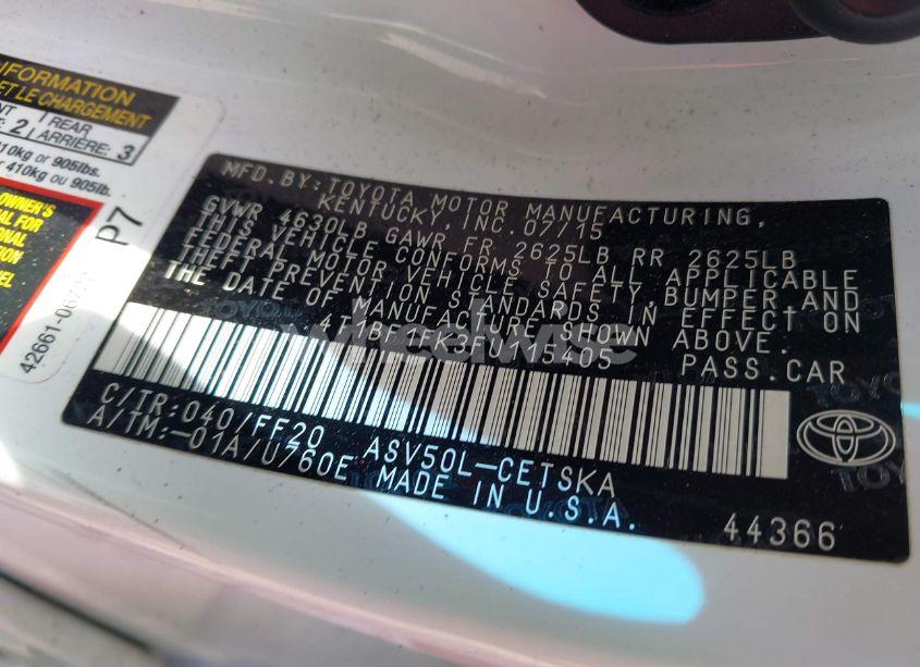 Photo 9 of 2015 Toyota Camry SE (VIN 4T1BF1FK3FU115405)