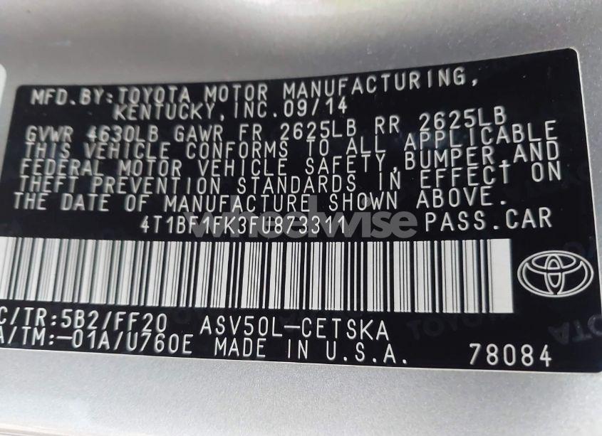 Photo 9 of 2015 Toyota Camry SE (VIN 4T1BF1FK3FU873311)