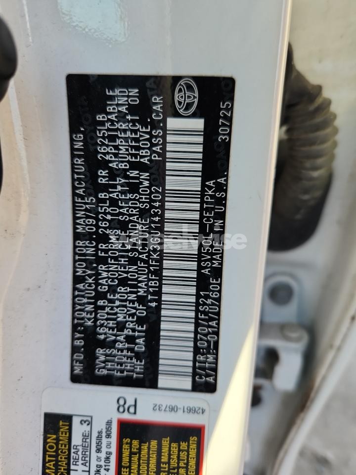 Photo 13 of 2016 TOYOTA CAMRY LE (VIN 4T1BF1FK3GU143402)