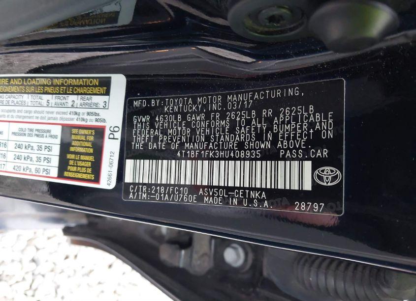 Photo 9 of 2017 Toyota Camry LE (VIN 4T1BF1FK3HU408935)