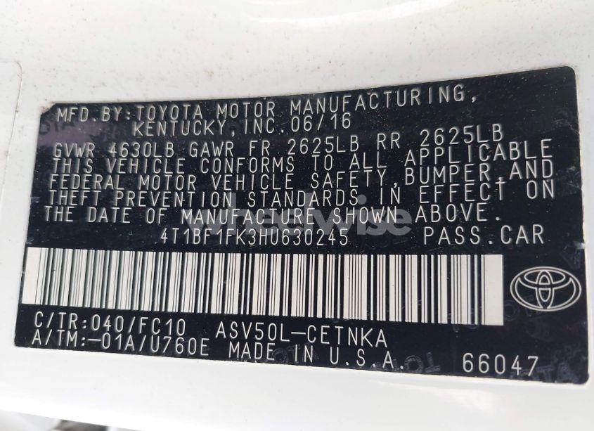 Photo 9 of 2017 Toyota Camry LE (VIN 4T1BF1FK3HU630245)