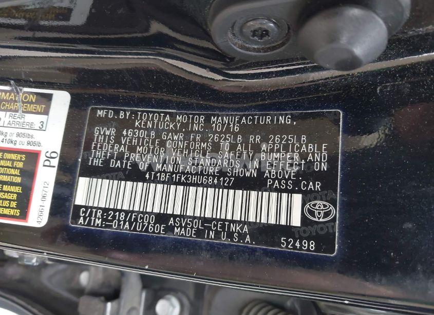 Photo 9 of 2017 Toyota Camry LE (VIN 4T1BF1FK3HU684127)