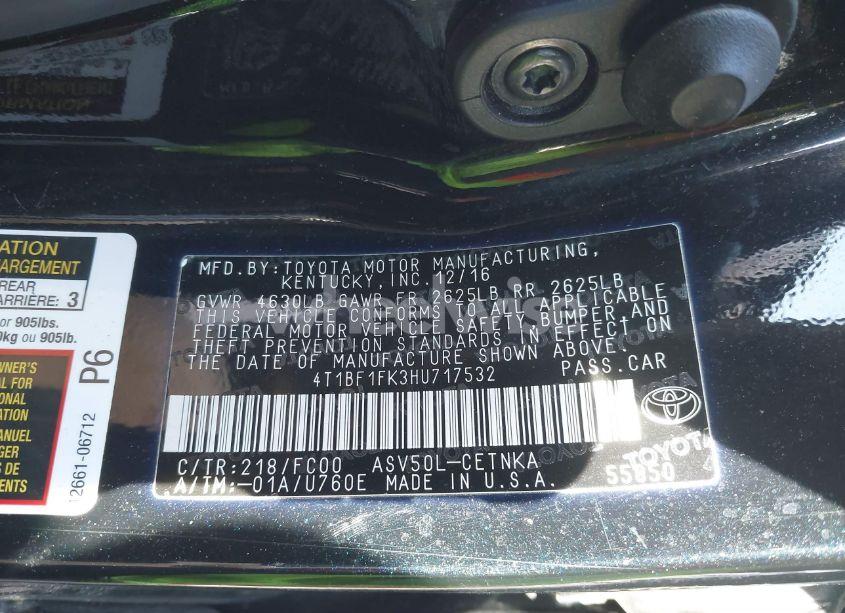 Photo 9 of 2017 Toyota Camry LE (VIN 4T1BF1FK3HU717532)