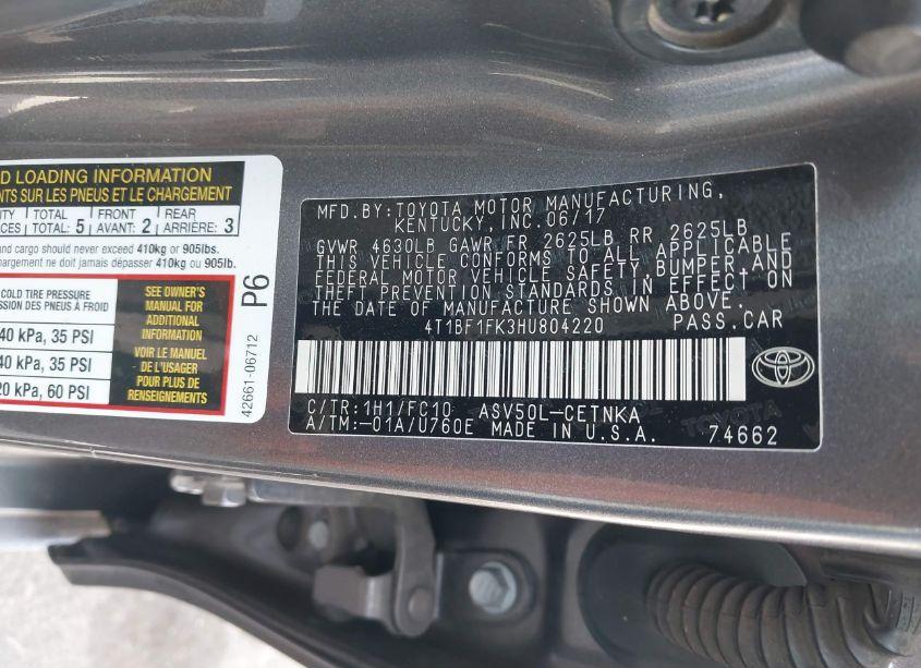 Photo 9 of 2017 Toyota Camry LE (VIN 4T1BF1FK3HU804220)