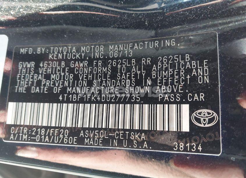 Photo 9 of 2013 Toyota Camry SE (VIN 4T1BF1FK4DU277735)