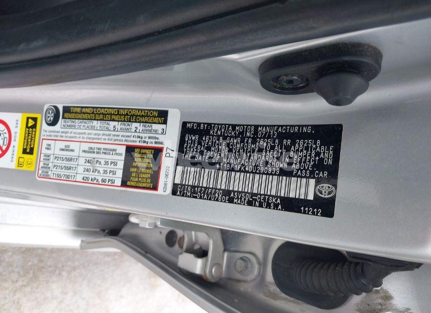 Photo 9 of 2013 Toyota Camry SE (VIN 4T1BF1FK4DU290839)