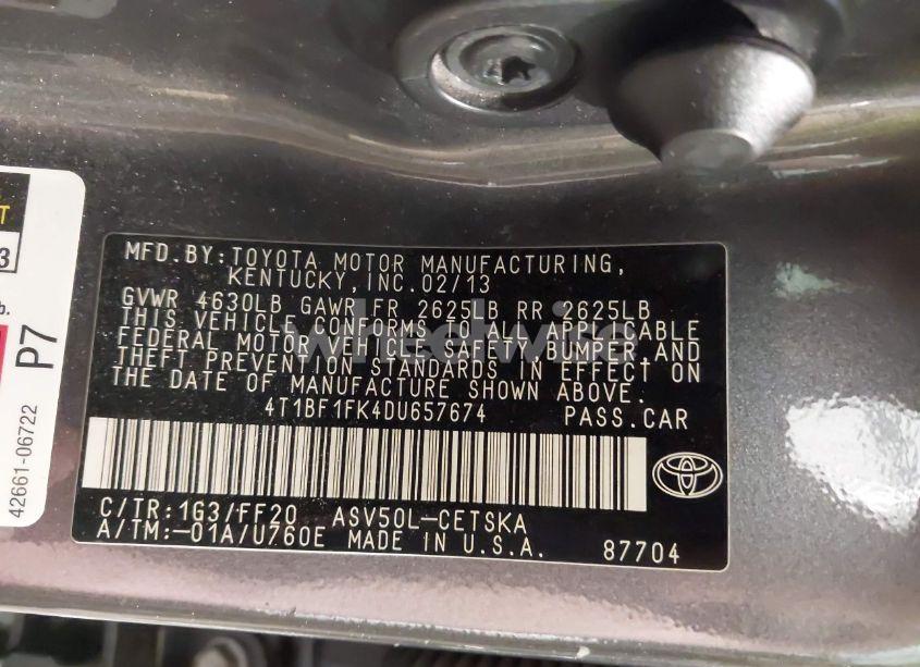 Photo 9 of 2013 Toyota Camry L/LE/SE/XLE (VIN 4T1BF1FK4DU657674)