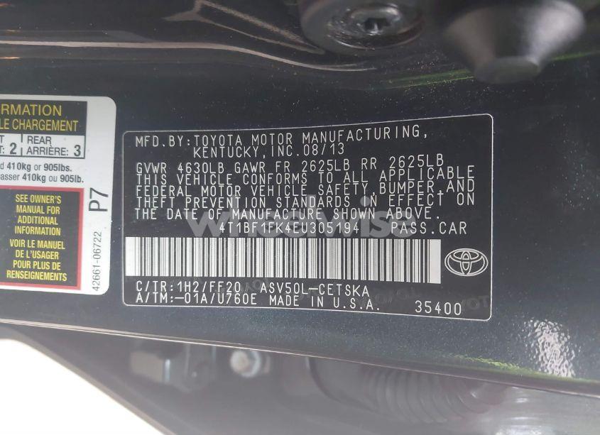 Photo 9 of 2014 Toyota Camry SE (VIN 4T1BF1FK4EU305194)