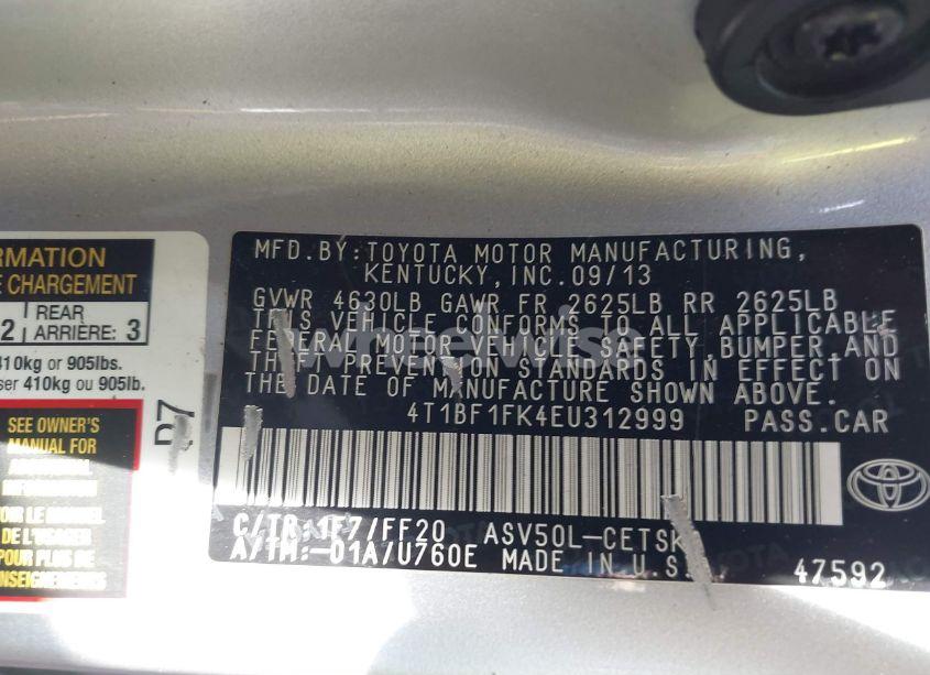 Photo 9 of 2014 Toyota Camry SE (VIN 4T1BF1FK4EU312999)