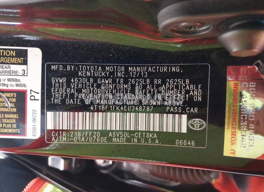 Photo 9 of 2014 Toyota Camry SE (VIN 4T1BF1FK4EU348787)