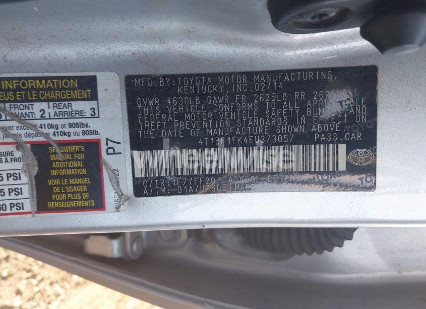 Photo 9 of 2014 Toyota Camry SE (VIN 4T1BF1FK4EU373057)