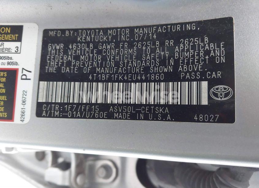 Photo 9 of 2014 Toyota Camry SE (VIN 4T1BF1FK4EU441860)