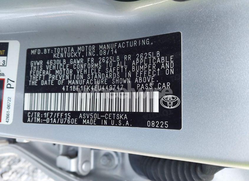 Photo 9 of 2014 Toyota Camry SE (VIN 4T1BF1FK4EU449747)