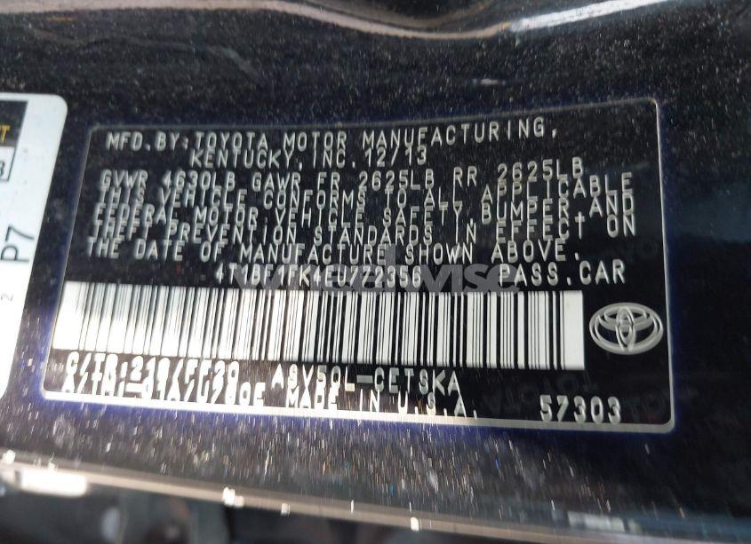 Photo 9 of 2014 Toyota Camry SE (VIN 4T1BF1FK4EU772356)